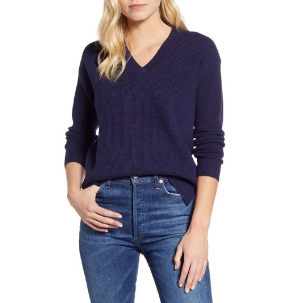 Caslon Waffle Stitch V-Neck Sweater